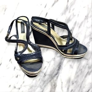 White House Black Market Strappy Wedge Sandals Size 7.5